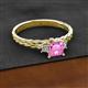 2 - Lyla Classic Princess Cut Lab Created Pink Sapphire and Diamond Braided Shank Three Stone Engagement Ring 