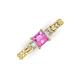 3 - Lyla Classic Princess Cut Lab Created Pink Sapphire and Diamond Braided Shank Three Stone Engagement Ring 
