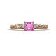 1 - Lyla Classic Princess Cut Lab Created Pink Sapphire and Diamond Braided Shank Three Stone Engagement Ring 