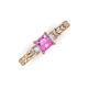 3 - Lyla Classic Princess Cut Lab Created Pink Sapphire and Diamond Braided Shank Three Stone Engagement Ring 