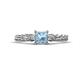 1 - Lyla Classic Princess Cut Aquamarine and Diamond Braided Shank Three Stone Engagement Ring 