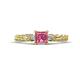 1 - Lyla Classic Princess Cut Pink Tourmaline and Diamond Braided Shank Three Stone Engagement Ring 
