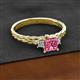 2 - Lyla Classic Princess Cut Pink Tourmaline and Diamond Braided Shank Three Stone Engagement Ring 