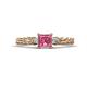 1 - Lyla Classic Princess Cut Pink Tourmaline and Diamond Braided Shank Three Stone Engagement Ring 