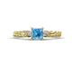 1 - Lyla Classic Princess Cut Blue Topaz and Diamond Braided Shank Three Stone Engagement Ring 