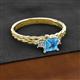 2 - Lyla Classic Princess Cut Blue Topaz and Diamond Braided Shank Three Stone Engagement Ring 