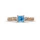 1 - Lyla Classic Princess Cut Blue Topaz and Diamond Braided Shank Three Stone Engagement Ring 