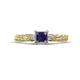 1 - Lyla Classic Princess Cut Iolite and Diamond Braided Shank Three Stone Engagement Ring 