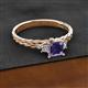 2 - Lyla Classic Princess Cut Iolite and Diamond Braided Shank Three Stone Engagement Ring 