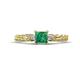 1 - Lyla Classic Princess Cut Emerald and Diamond Braided Shank Three Stone Engagement Ring 