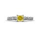1 - Lyla Classic Princess Cut Lab Created Yellow Sapphire and Diamond Braided Shank Three Stone Engagement Ring 