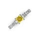 3 - Lyla Classic Princess Cut Lab Created Yellow Sapphire and Diamond Braided Shank Three Stone Engagement Ring 