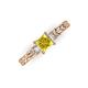 3 - Lyla Classic Princess Cut Lab Created Lab Created Yellow Sapphire and Diamond Braided Shank Three Stone Engagement Ring 