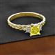 2 - Lyla Classic Princess Cut Yellow and White Diamond Braided Shank Three Stone Engagement Ring 