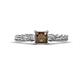 1 - Lyla Classic Princess Cut Smoky Quartz and Diamond Braided Shank Three Stone Engagement Ring 