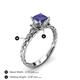4 - Lyla Classic Princess Cut Blue Sapphire and Diamond Braided Shank Three Stone Engagement Ring 