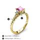 4 - Lyla Classic Princess Cut Lab Created Pink Sapphire and Diamond Braided Shank Three Stone Engagement Ring 