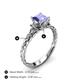 4 - Lyla Classic Princess Cut Tanzanite and Diamond Braided Shank Three Stone Engagement Ring 
