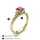 4 - Lyla Classic Princess Cut Pink Tourmaline and Diamond Braided Shank Three Stone Engagement Ring 