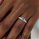 6 - Lyla Classic Princess Cut Blue Topaz and Diamond Braided Shank Three Stone Engagement Ring 