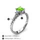 4 - Lyla Classic Princess Cut Peridot and Diamond Braided Shank Three Stone Engagement Ring 