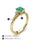 4 - Lyla Classic Princess Cut Emerald and Diamond Braided Shank Three Stone Engagement Ring 