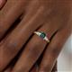 6 - Lyla Classic Princess Cut London Blue Topaz and Diamond Braided Shank Three Stone Engagement Ring 