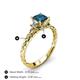 4 - Lyla Classic Princess Cut Blue and White Diamond Braided Shank Three Stone Engagement Ring 