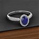2 - Emily Classic Oval Cut Blue Sapphire and Round Diamond Micro Pave Tapered Shank Halo Engagement Ring 