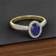 2 - Emily Classic Oval Cut Blue Sapphire and Round Diamond Micro Pave Tapered Shank Halo Engagement Ring 