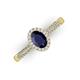 3 - Emily Classic Oval Cut Blue Sapphire and Round Diamond Micro Pave Tapered Shank Halo Engagement Ring 