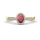 1 - Emily Classic Oval Cut Rhodolite Garnet and Round Diamond Micro Pave Tapered Shank Halo Engagement Ring 