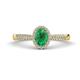 1 - Emily Classic Oval Cut Emerald and Round Diamond Micro Pave Tapered Shank Halo Engagement Ring 