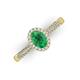 3 - Emily Classic Oval Cut Emerald and Round Diamond Micro Pave Tapered Shank Halo Engagement Ring 