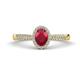 1 - Emily Classic Oval Cut Ruby and Round Diamond Micro Pave Tapered Shank Halo Engagement Ring 