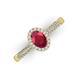 3 - Emily Classic Oval Cut Ruby and Round Diamond Micro Pave Tapered Shank Halo Engagement Ring 