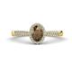 1 - Emily Classic Oval Cut Smoky Quartz and Round Diamond Micro Pave Tapered Shank Halo Engagement Ring 