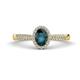 1 - Emily Classic Oval Cut London Blue Topaz and Round Diamond Micro Pave Tapered Shank Halo Engagement Ring 