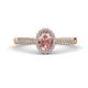 1 - Emily Classic Oval Cut Morganite and Round Diamond Micro Pave Tapered Shank Halo Engagement Ring 
