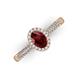 3 - Emily Classic Oval Cut Red Garnet and Round Diamond Micro Pave Tapered Shank Halo Engagement Ring 