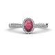 1 - Emily Classic Oval Cut Rhodolite Garnet and Round Diamond Micro Pave Tapered Shank Halo Engagement Ring 