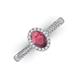 3 - Emily Classic Oval Cut Rhodolite Garnet and Round Diamond Micro Pave Tapered Shank Halo Engagement Ring 