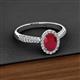 2 - Emily Classic Oval Cut Ruby and Round Diamond Micro Pave Tapered Shank Halo Engagement Ring 