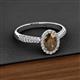 2 - Emily Classic Oval Cut Smoky Quartz and Round Diamond Micro Pave Tapered Shank Halo Engagement Ring 