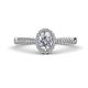 1 - Emily Classic 1.08 ctw IGI Certified Lab Grown Diamond Oval Cut (7x5 mm) & Natural Diamond Round (1.10 mm) Micro Pave Tapered Shank Halo Engagement Ring 