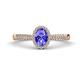 1 - Emily Classic Oval Cut Tanzanite and Round Diamond Micro Pave Tapered Shank Halo Engagement Ring 