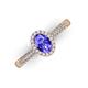 3 - Emily Classic Oval Cut Tanzanite and Round Diamond Micro Pave Tapered Shank Halo Engagement Ring 