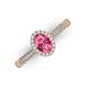 3 - Emily Classic Oval Cut Pink Tourmaline and Round Diamond Micro Pave Tapered Shank Halo Engagement Ring 