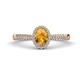 1 - Emily Classic Oval Cut Citrine and Round Diamond Micro Pave Tapered Shank Halo Engagement Ring 