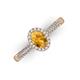 3 - Emily Classic Oval Cut Citrine and Round Diamond Micro Pave Tapered Shank Halo Engagement Ring 